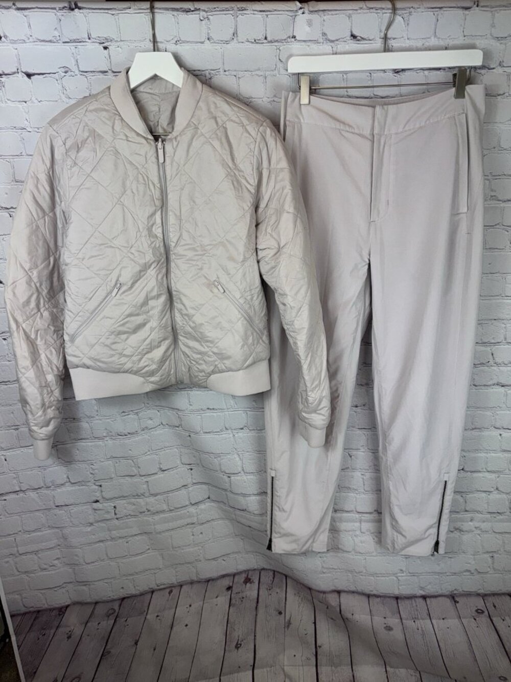 LULULEMON Reversible Quilted Jacket Bone LAB Hogo Insulated Trousers Set Size 8